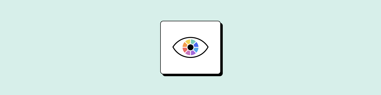 an icon of an eye with a color wheel in the place of its iris