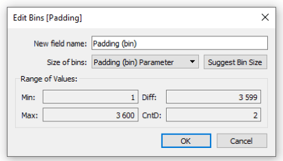 Data desification - padding bin parameter